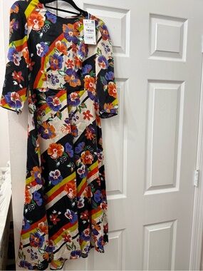 Zara Floral Maxi Dress in Black, Cream, Purple, Orange, Green